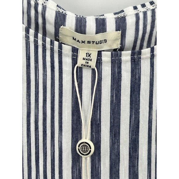 Max Studio Wear It 2 Ways Sleeveless Tunic Size 1X NWT Striped Navy and White - Picture 3 of 11
